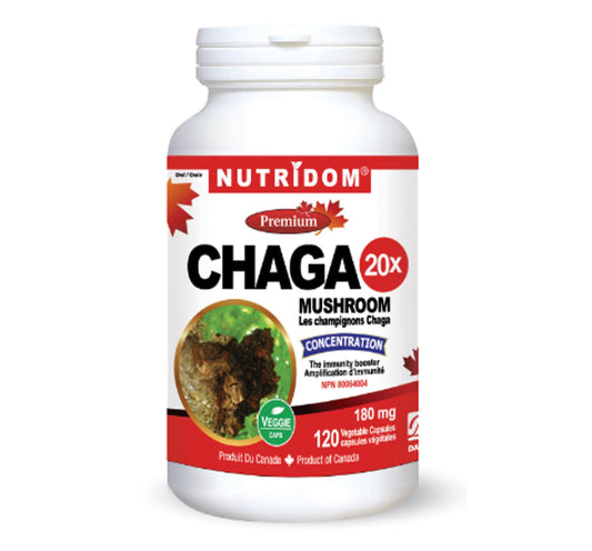 Chaga Mushroom 20X Extract Supplement 120 Capsules