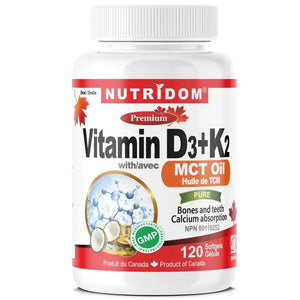 Vitamina D3 1000 UI + K2 120mcg MK-7 | Aceite MCT | 120 cápsulas blandas