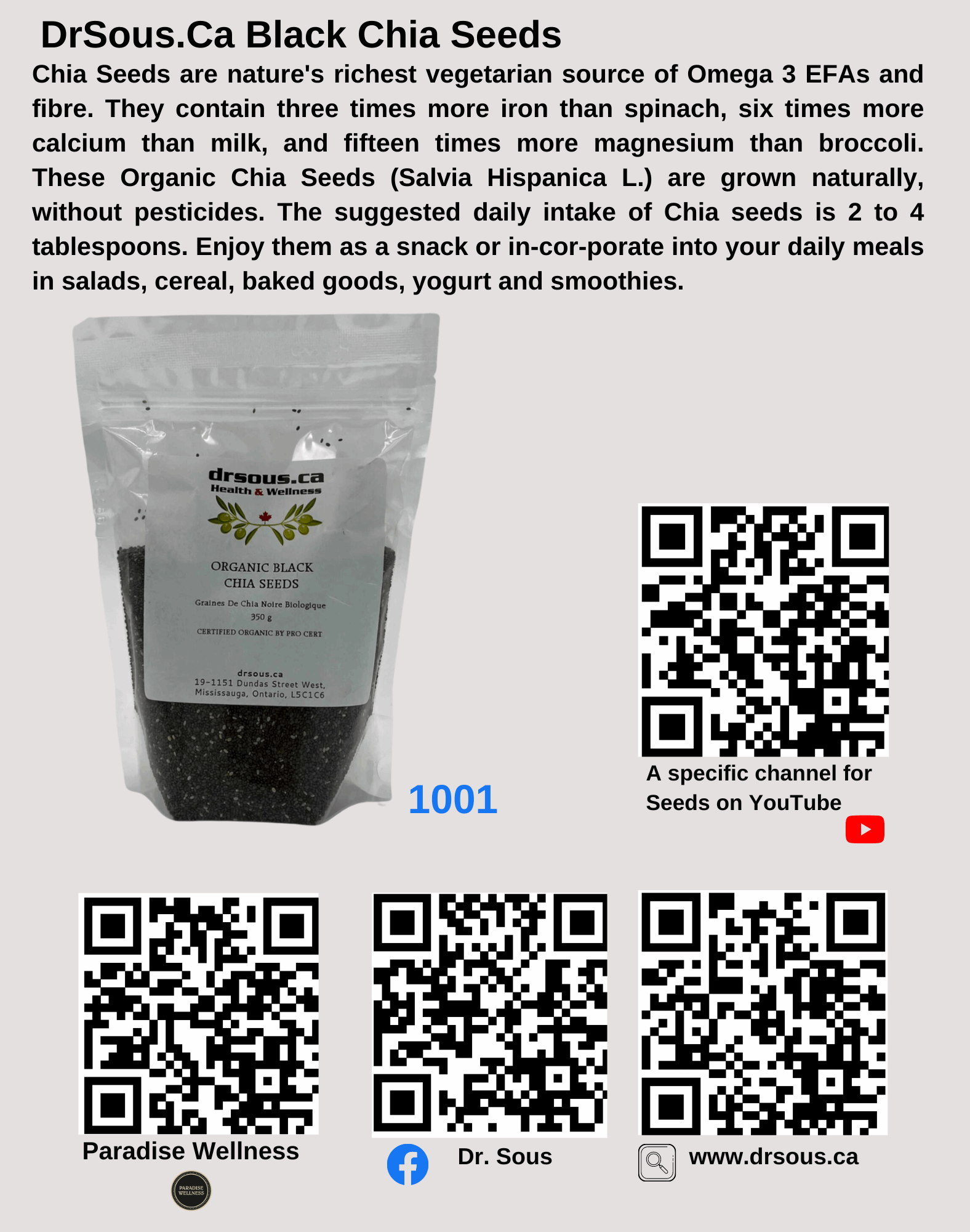 1001. DrSous.Ca Black Chia Seeds