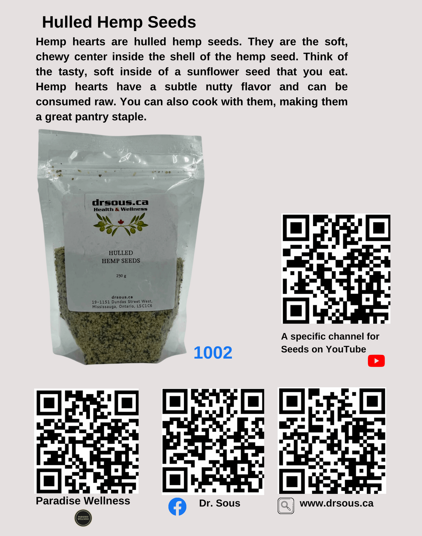 1002. Hulled Hemp Seeds