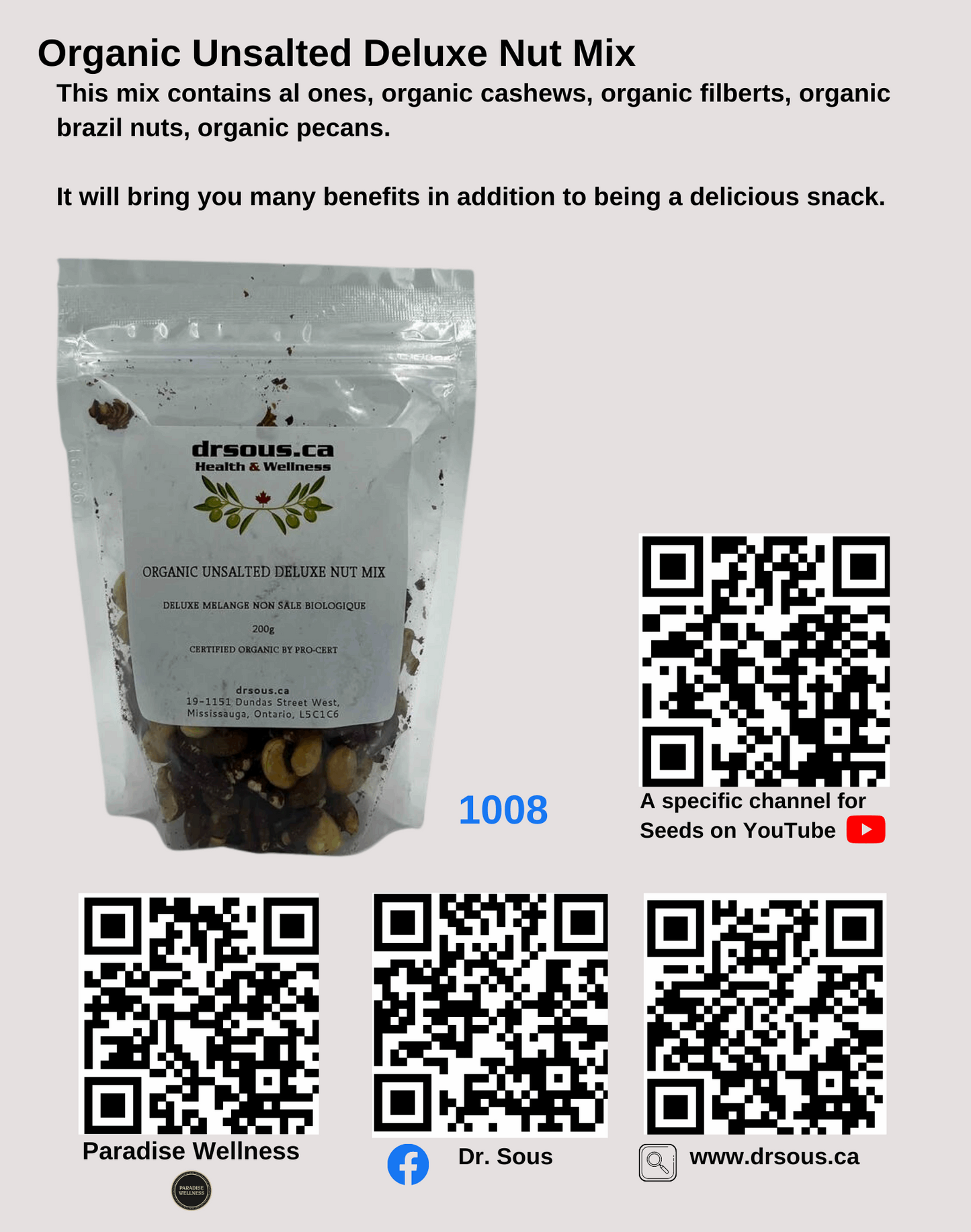 1008. Organic Unsalted Deluxe Nut Mix