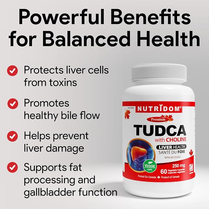 TUDCA 250 mg avec choline | Acide tauroursodéoxycholique | Soutien hépatique | 60 capsules végétales