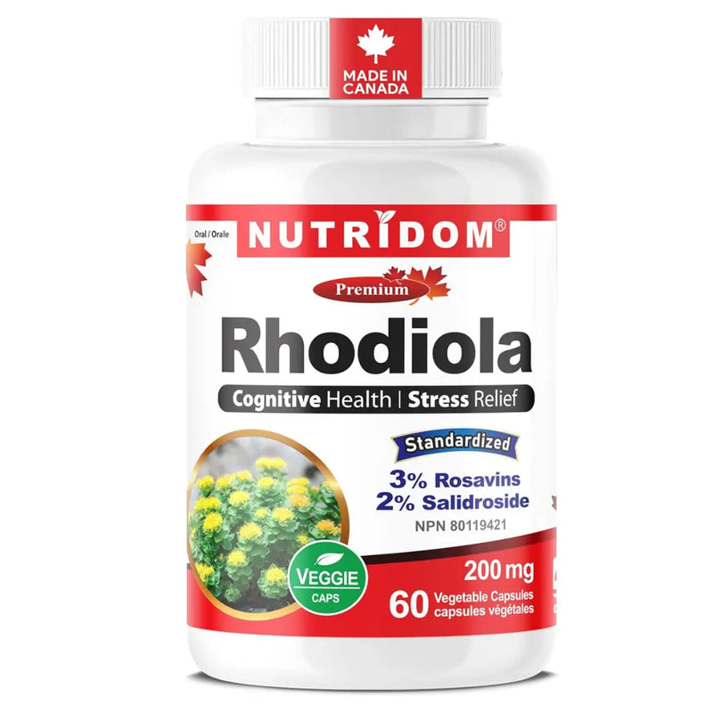Rhodiola Rosea 200mg | 3% de Rosavines & 2% de Salidroside | Adaptogène pour Soutenir Contre le Stress | 60 Capsules Véganes