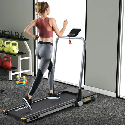 2 in 1 Folding Treadmill, 2.5HP Horizontally Foldable Electric Treadmill