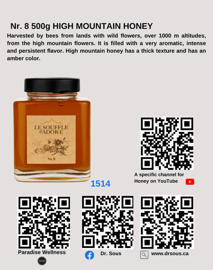 1514. Nr. 8 500g HIGH MOUNTAIN HONEY - DrSous.Ca