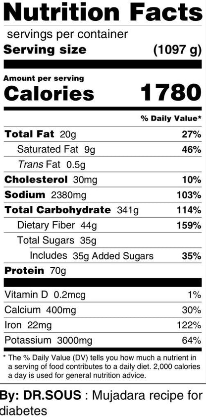 2200. Mujadara recipe for diabetes ( Healthy Bones, Relax, & More Energy) - DrSous.Ca