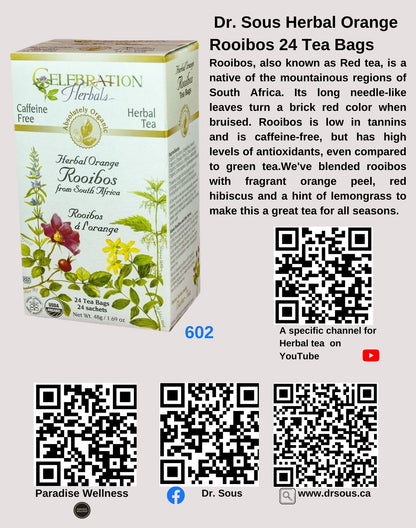 602. Dr. Sous Herbal Orange Rooibos 24 Tea Bags - DrSous.Ca